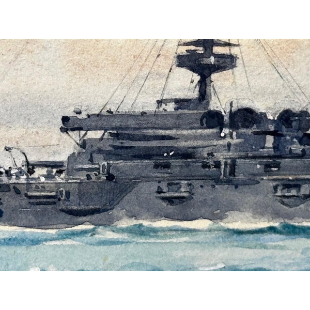 Frank Watson Wood Painting HMS London Signed First World War Royal Navy Watercolour Historic Anstice and Dardanelles Associations For Sale - Image 10 of 18
