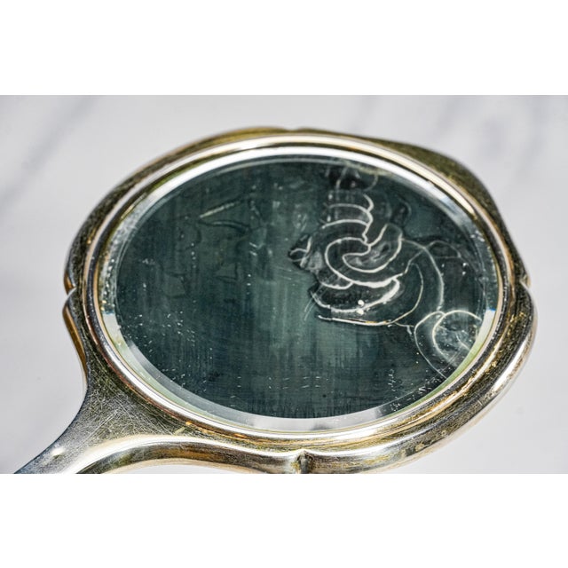 Blue Amazing Antique Guilloche Enamel Sterling Silver Mirror & Brush Set Boxed London 1930 Art Deco Luxury For Sale - Image 8 of 17