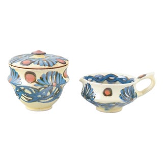 Folk Style Creamer and Sugar Bowl from Kähler, Denmark, 1930s-1940s, Set of 2 For Sale