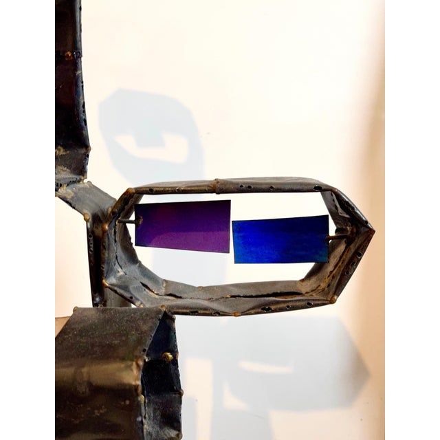 Italian Mid Century Mod Large Brutalist Welded Copper Enamel Sculpture Wood Base, c.1950's For Sale - Image 14 of 14