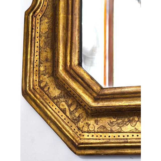 Italian Gilded Leaf Mirror with Bullion Decoration, 1950s For Sale - Image 4 of 8