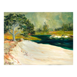 Sandy Beach - Impasto California Landscape With Water Inlet by Kathleen Murray