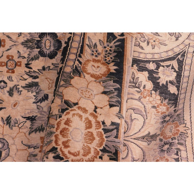 Charcoal Elegant Medallion 1990's Pak-Persian Black/Tan Wool Rug - 9'0'' X 12'7'' For Sale - Image 8 of 9