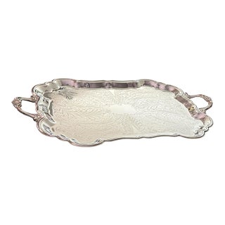 Large Vintage f.b. Rogers Silverplate Footed Butler’s Serving Tray - 27.5” For Sale