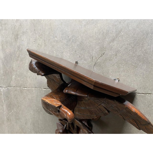 Late 19th Century Victorian Hand Carved Oak American War Eagle Wall Shelf Sconce For Sale - Image 9 of 10
