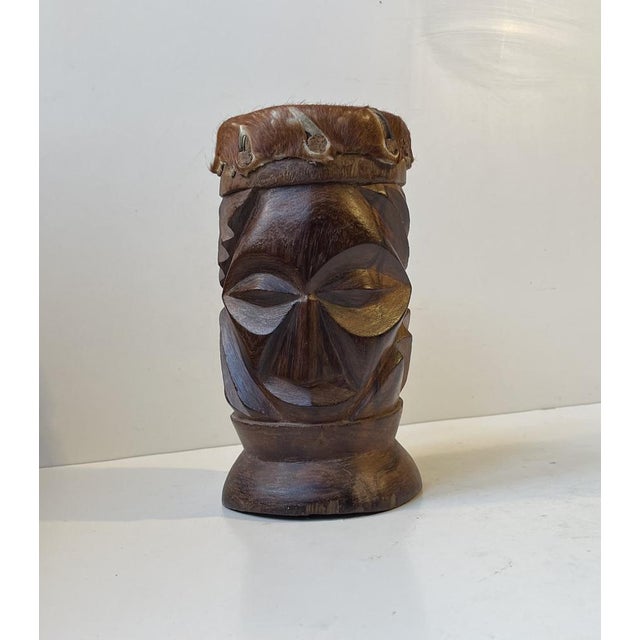 Vintage African Dual Face Drum Bust, 1980s For Sale - Image 10 of 10