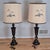 Mid-Century Modern Mid-20th Century Signed Japanese Oversized Etched Bronze Table Lamps W/ Original Hand Painted Shades, a Pair For Sale - Image 3 of 13