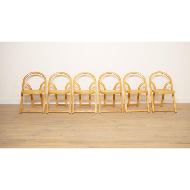 Set of 6 folding chairs | Arca | Gigi Sabadin for Crassevig Vintage Italian folding chairs from the 1970s - model 'Arca'...
