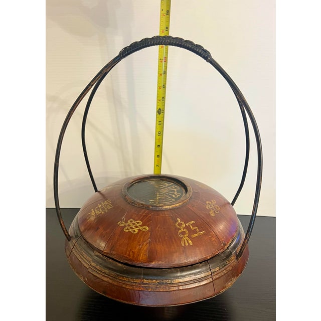 Antique Chinese Wedding Basket / Lidded Carrying Basket – Circa 1890–1915 – Not a Modern Reproduction For Sale In Dallas - Image 6 of 9