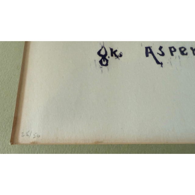 Green Vintage 1964 Limited Edition Woodblock Print of Asparagus For Sale - Image 8 of 10