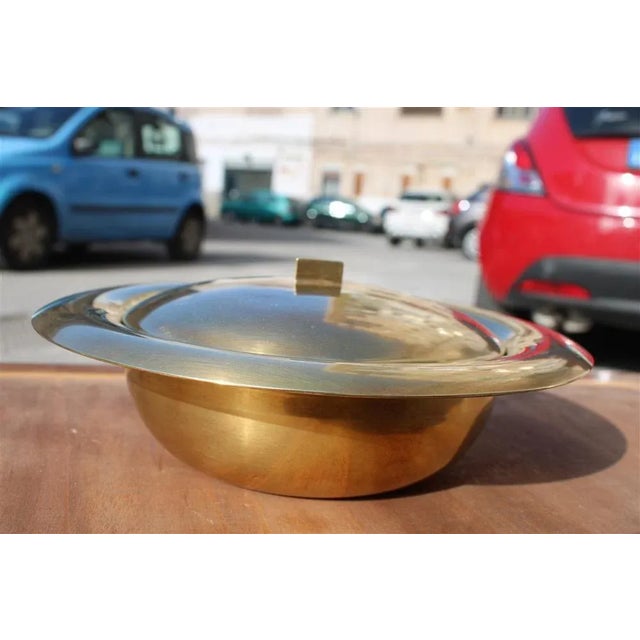 Gold Circular Tobacco Box in Brass, Italy, 1950s For Sale - Image 8 of 11
