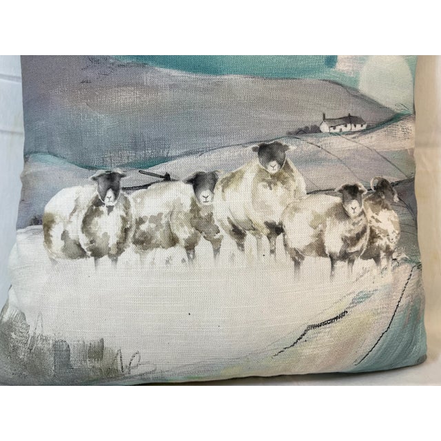 16" Square Decorative Toss Pillow Embellished With a Flock of Grazing Sheep Under the Moon - Made in the U K For Sale - Image 4 of 12