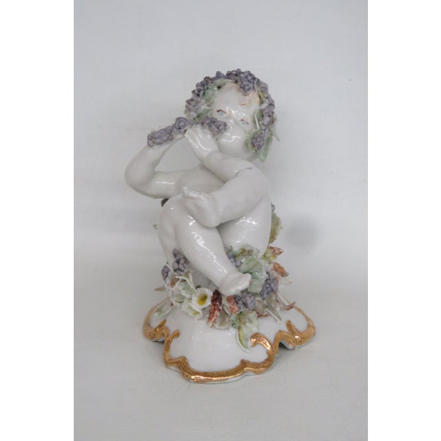 English Porcelain English Derby Style Cherub With Grapes Figurine 9777 Signed Rp 4963b For Sale - Image 3 of 18