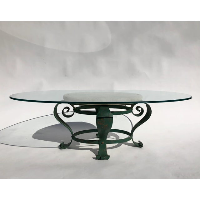 【FLYMEe】DE IRON COFFEE TABLE Coffee Table in Marble and Wrought Iron, 1950s | Chairish