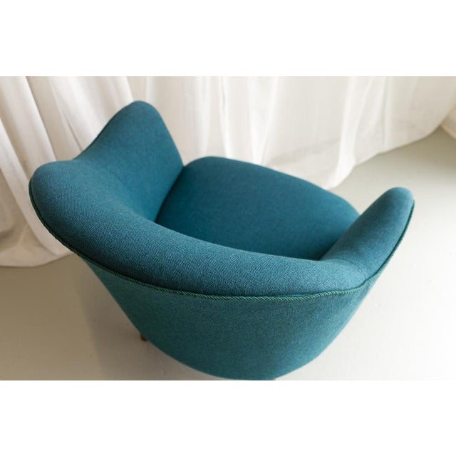 Mid-Century Modern Danish Modern Easy Chair in Teal Blue, 1950s For Sale - Image 3 of 18