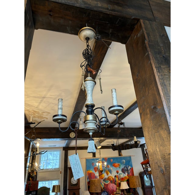 French Country Vintage Style 3 Light Chandelier For Sale - Image 3 of 9
