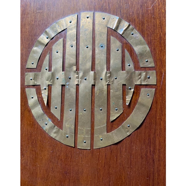 Chinese Vintage Asian Rosewood Serving Tray With Brass 3 Pieces Mid Century For Sale - Image 3 of 12