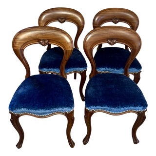 Antique Victorian Mahogany Dining Chairs, 1880, Set of 4 For Sale