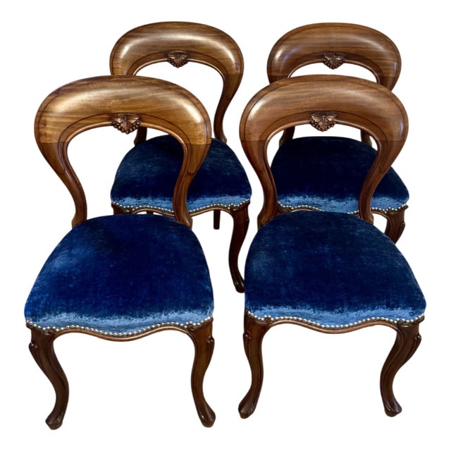 Antique Victorian Mahogany Dining Chairs, 1880, Set of 4 For Sale