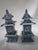 Vintage Blue and White Porcelain Lidded Pagoda Jars, Pair For Sale - Image 4 of 5