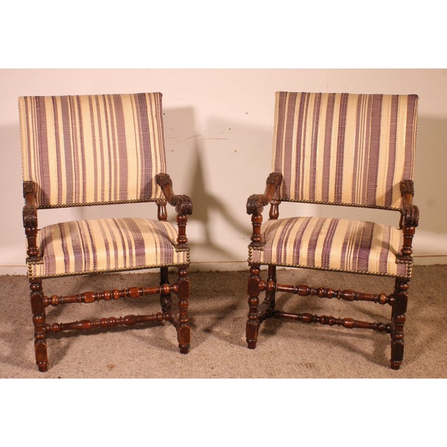 17th Century Louis XIII Walnut Armchairs, Set of 2 For Sale - Image 14 of 14