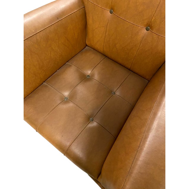 Wood Vintage Cubist Leather Lounge Chair For Sale - Image 7 of 16