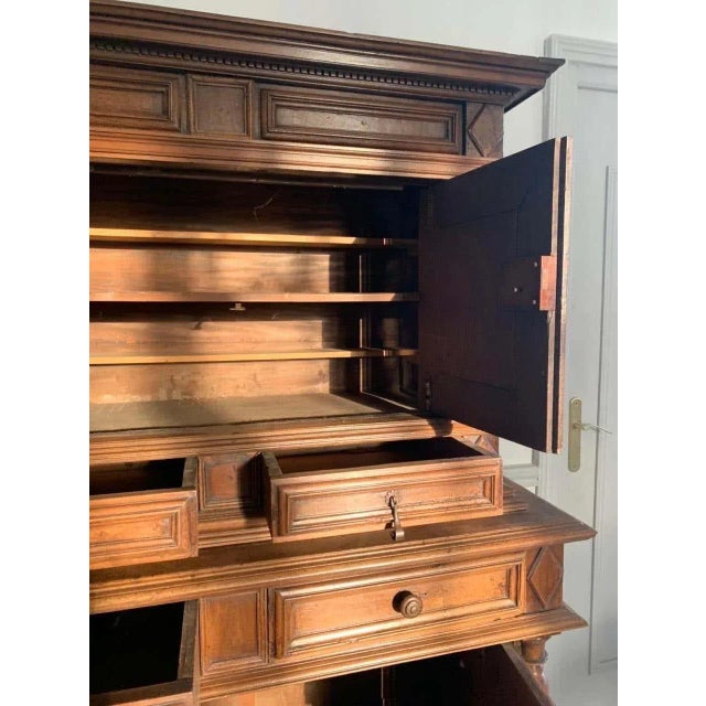 Brown French Louis XIII Cabinet, 17th Century For Sale - Image 8 of 11