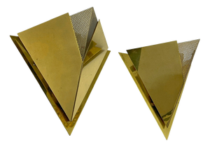 Geometric Brass Pyramid Wall Lights by Baulmann, 1970s, Set of 2