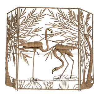 Vintage Mario Lopez Torres Flamingo Palm Screen For Sale