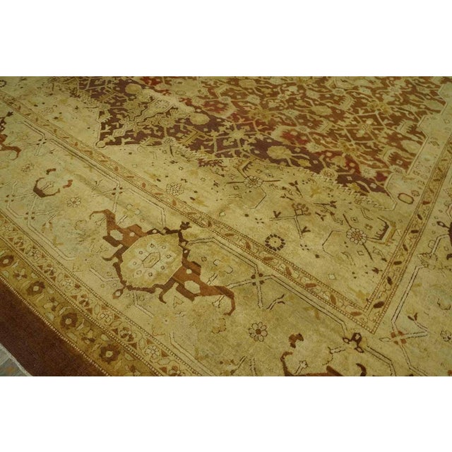 Sienna Artistic Warm Neutral Mahogany Brown Field With Medallion Design Antique Indian Agra Rug For Sale - Image 8 of 12