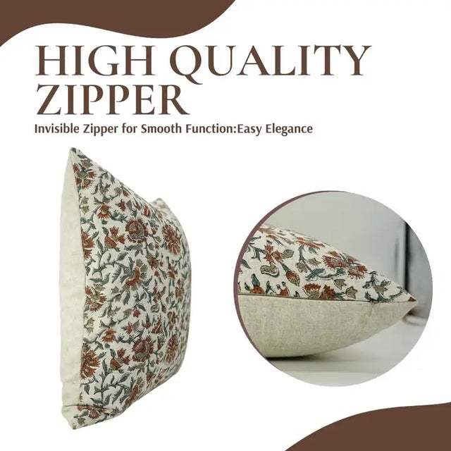 Art Deco Fabdivine Decorative Block Print Cushion Cover 14x36 Inch Cotton Linen-Pushaplata For Sale - Image 3 of 4