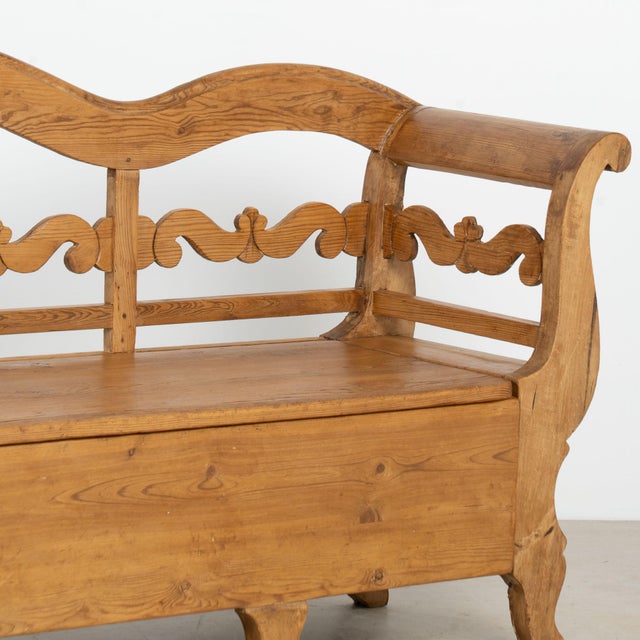 19th Century Swedish Pine Bench With Storage For Sale - Image 11 of 14