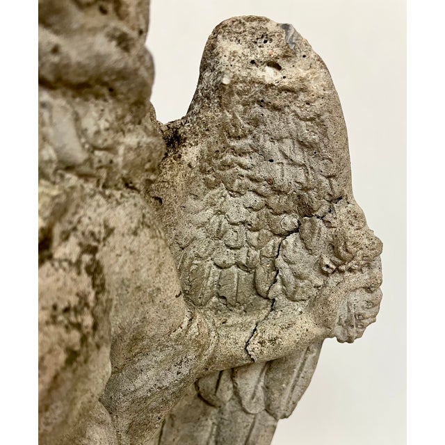 Vintage Concrete Angel Garden Statue For Sale - Image 12 of 12