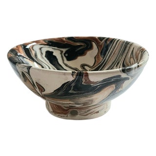 Handmade Ceramic Marbleized Bowl For Sale