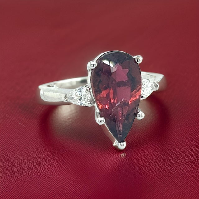 Metal Natural Tourmaline Diamond Ring Size 7 14k W Gold 4.8 TCW Certified For Sale - Image 7 of 18