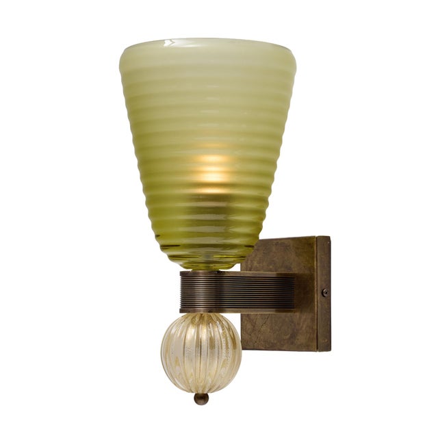 Italian Venetian Glass Opaque Torch Sconces, Murano, Hand-Blown - a Pair For Sale - Image 4 of 9