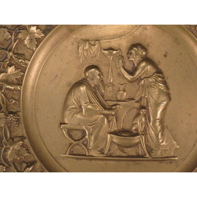 French Mid 19th Century Compote / Tazza Bronze Neoclassical Greek Art Medallion For Sale - Image 3 of 14