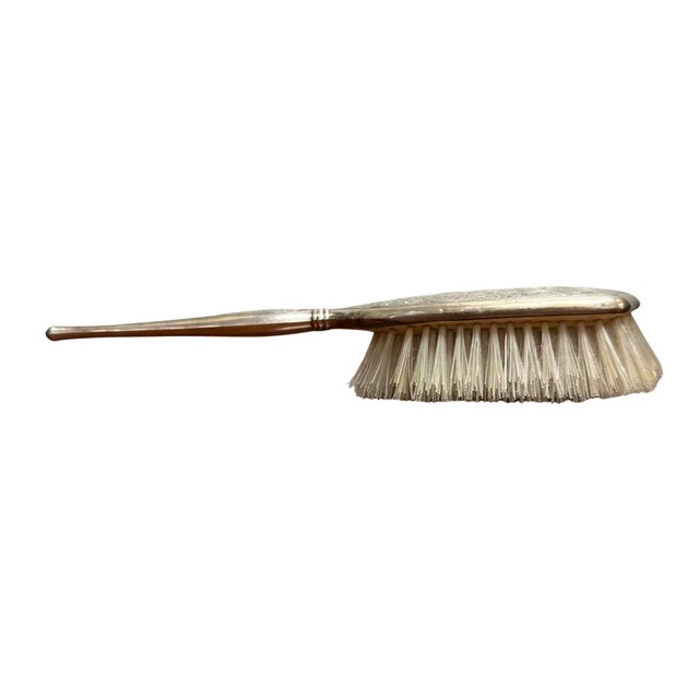 Birks Sterling Silver Vanity Mirror & Hair Brush Set, Hand-Engraved, Canada For Sale - Image 6 of 13