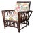 Vintage Stick Rattan Lounge Chair in Vintage Schumacher Paisley For Sale