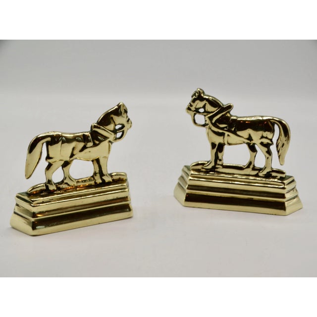 Late 19th Century Antique English Gilt Brass Shire Horse Mantle Decorations, a Pair For Sale - Image 5 of 6
