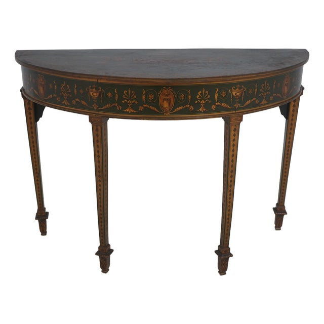 Adams Paint Decorated Vintage Console Hall Table For Sale