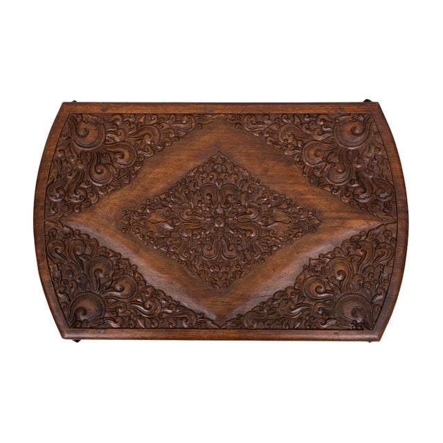 Indonesian Hand Carved Treasure Box on Stand, 1920s For Sale - Image 11 of 13