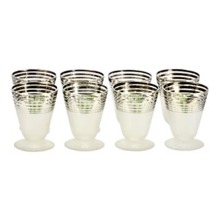 Silver Band Aperitif Barware Glasses - Set of 8 For Sale