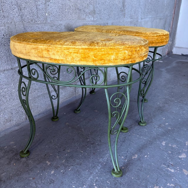 A Pair of Vintage Mid-Century Modern Wrought Iron Bench / Foot Stools. Circa 1960s For Sale - Image 13 of 18
