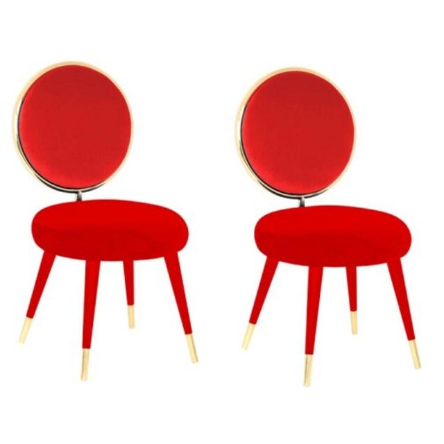 Set of 2 graceful dining chairs, Royal Stranger Dimensions: 95 x 54 x 54 cm Materials: Blossom pink velvet upholstery with...