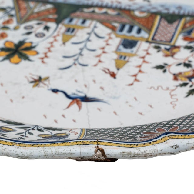 Large Plate from Jean-Baptiste Guillibaud, France, Rouen, 1730s For Sale - Image 6 of 12