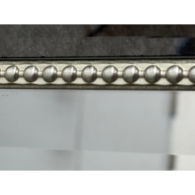 Hollywood Regency Style Silver Beaded Framed Wall Mirror For Sale - Image 9 of 12