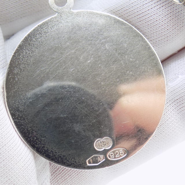 Silver Vintage Italian Handmade Sterling Silver 925 Medallion and 835 Chain with Taurus Zodiac, Italy, 1970s For Sale - Image 8 of 12