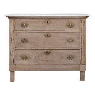 19th Century French Louis XVI Oak Chest of Drawers With Marble Top For Sale