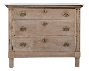19th Century French Louis XVI Oak Chest of Drawers With Marble Top